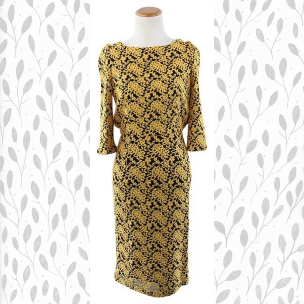 EUC Alice + Olivia Black & Gold Lace Dress, Sz 2